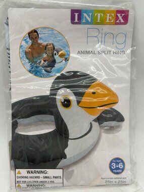 Intex Animal Split Ring Inflatable Penguin Pool Float 25x25 Inches Ages 3-6